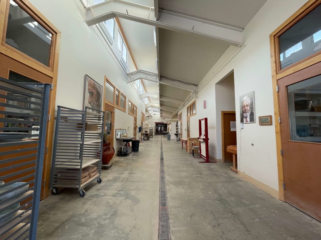 Interior of the Shaner studio complex hallway