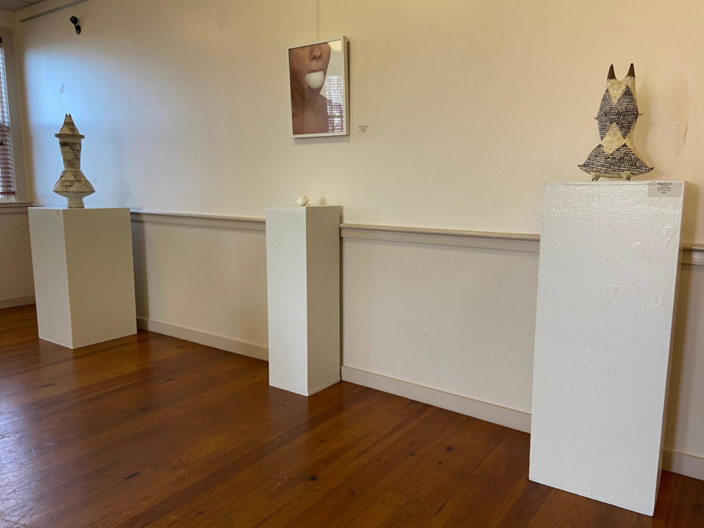 2022 NCECA Gallery with Clay Art on Pedestals
