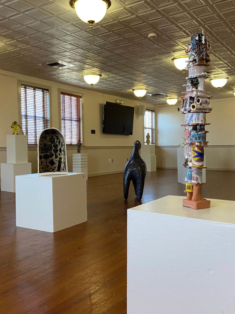 2022 NCECA Gallery with Clay Art on Pedestals